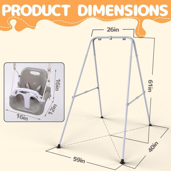 Veilige en veelzijdige 3-in-1 baby schommel met frame voor binnen en buiten — afbeelding 5