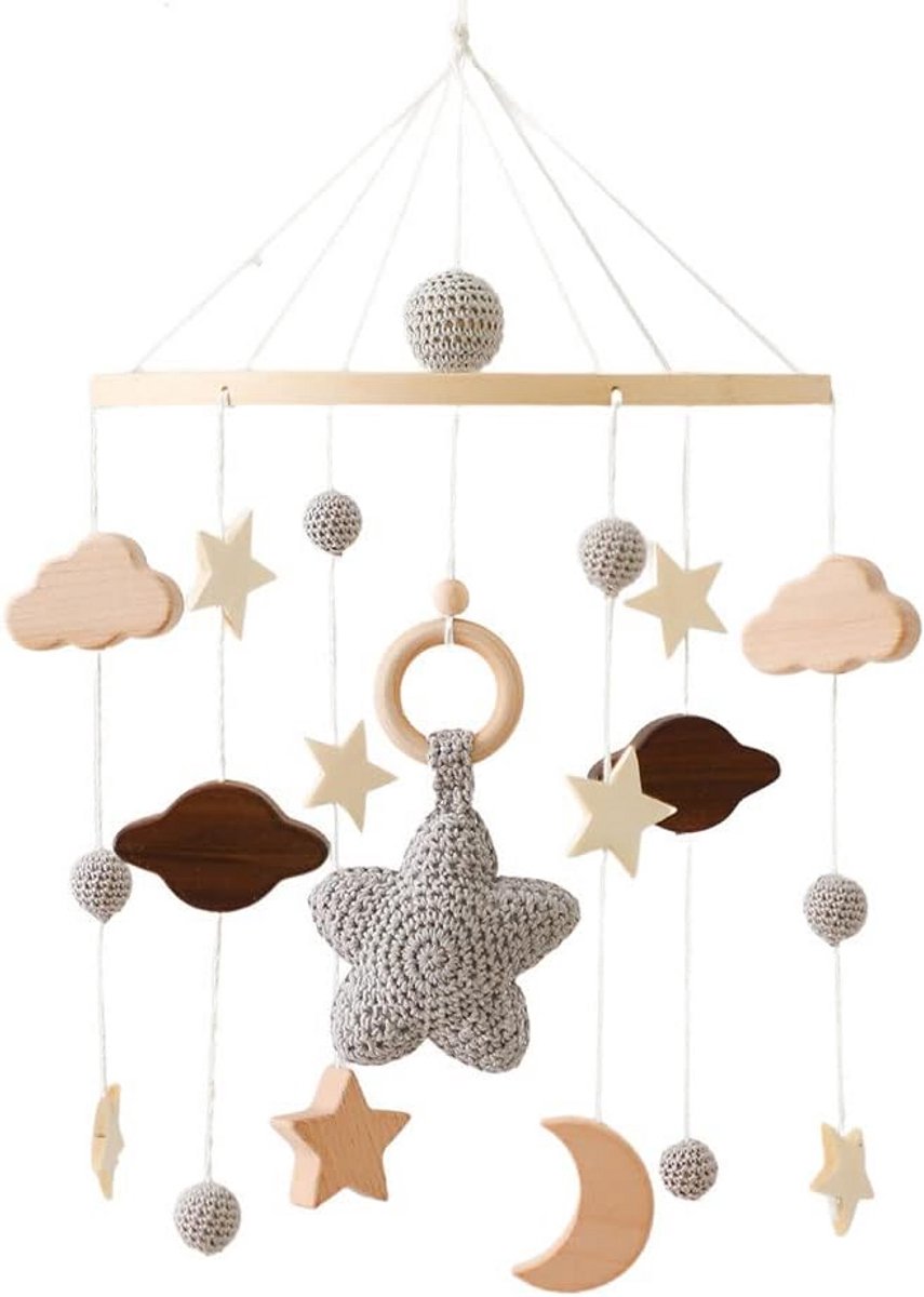 Handgemaakte Houten Mobiel Babykamer Decoratie Sterren - Wieg Mobiel voor Meisjes en Jongens