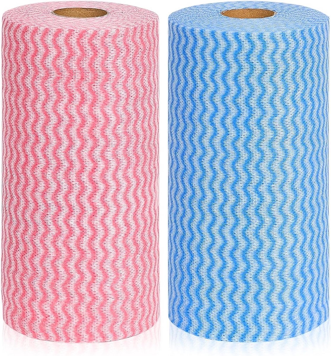Keukenrol Herbruikbaar Blauw & Rood - 2 Rollen (200 Vellen) - Zeer Absorberend