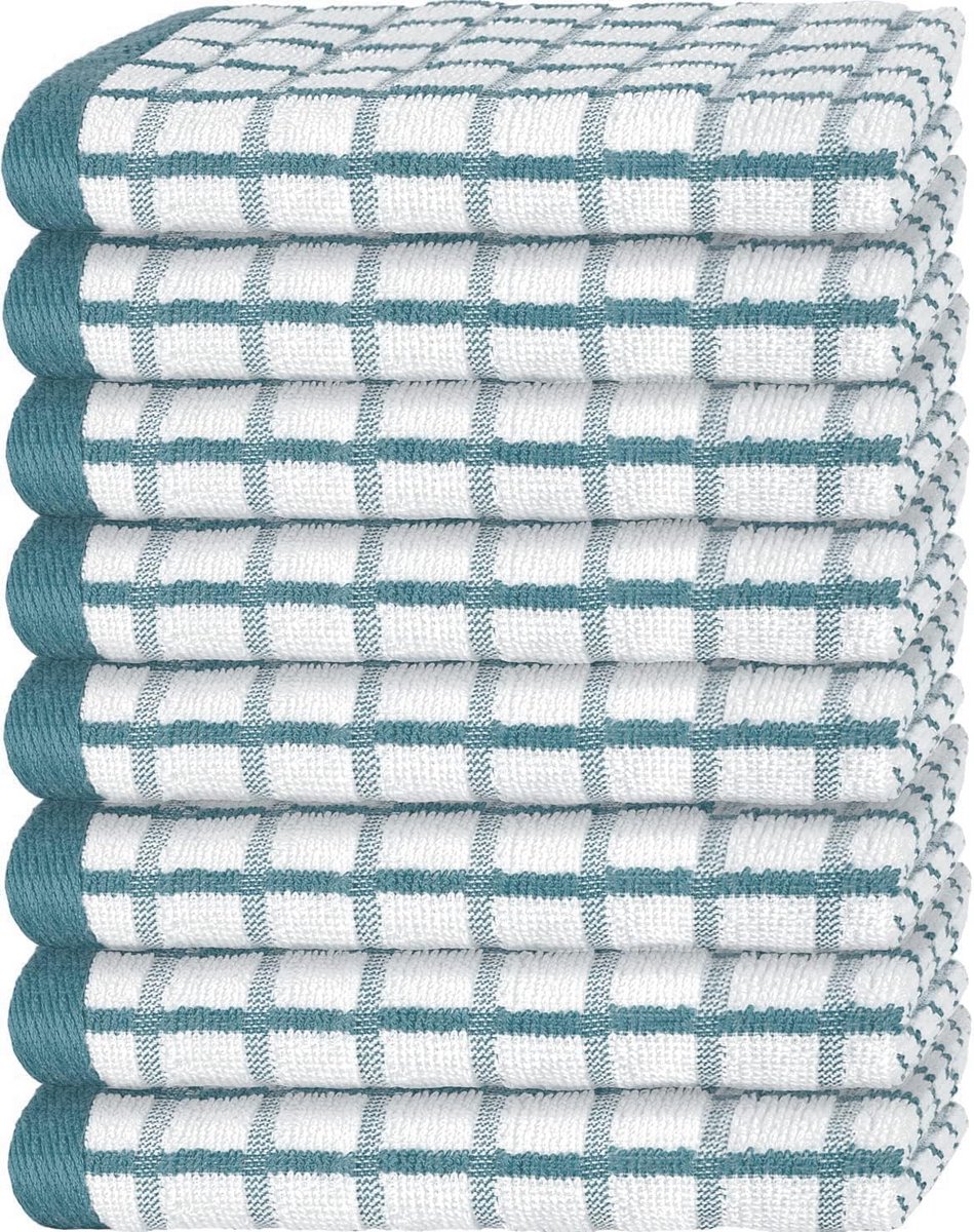 Luxe Theedoeken Set van 8 - Extra Dikke, Absorberende Keukenhanddoeken van 100% Katoen (Aq