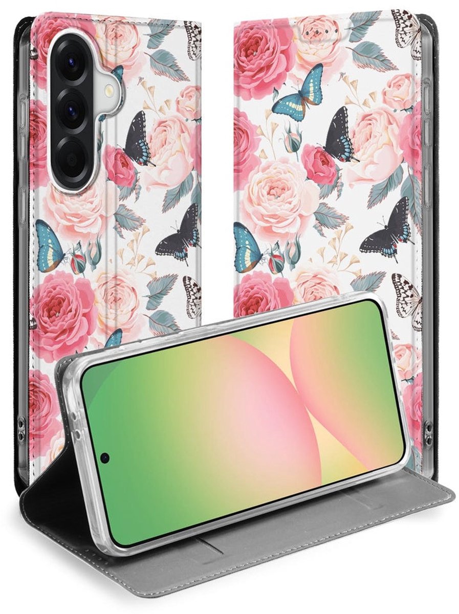 Samsung Galaxy A57 Book Wallet Case Butterfly Roses