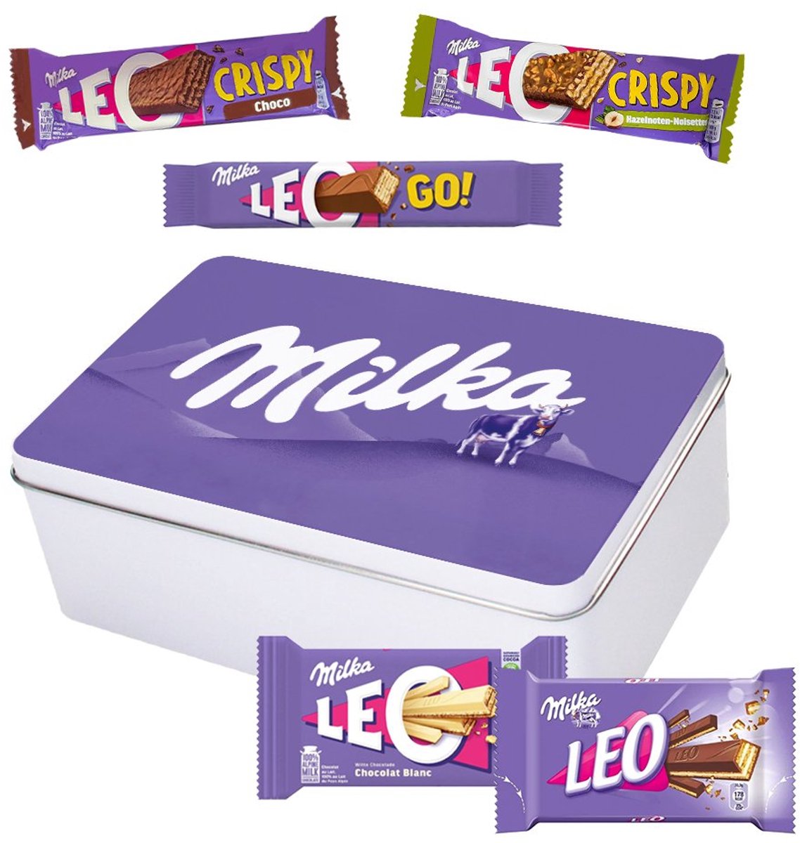 Milka Leo Mix Collection Box - Leo White, Melk, Go, Crispy Choco & Crispy Hazelnut - 689g