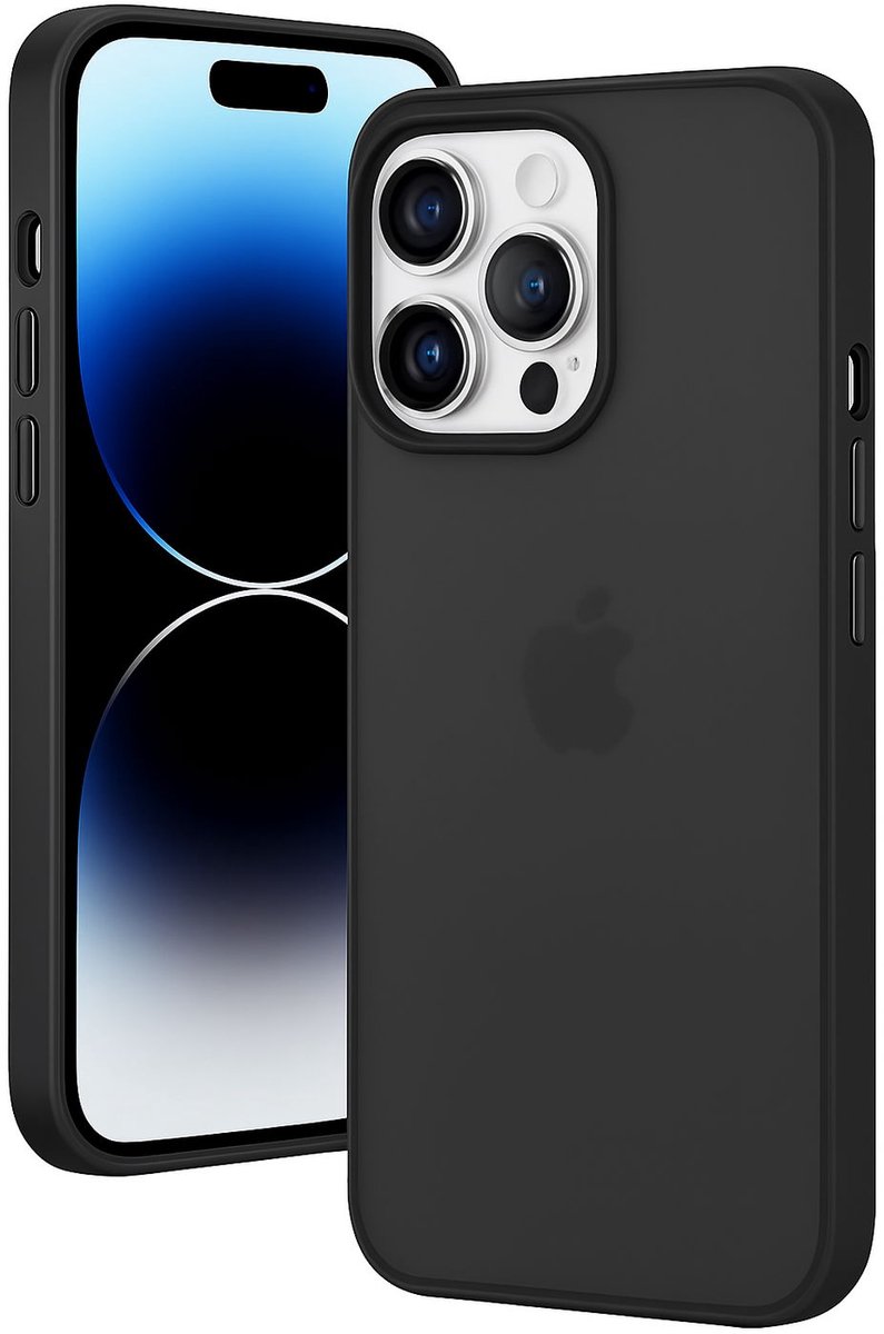 Hoesje Geschikt voor Apple iPhone 15 Pro - Matte Back Cover - Zwart