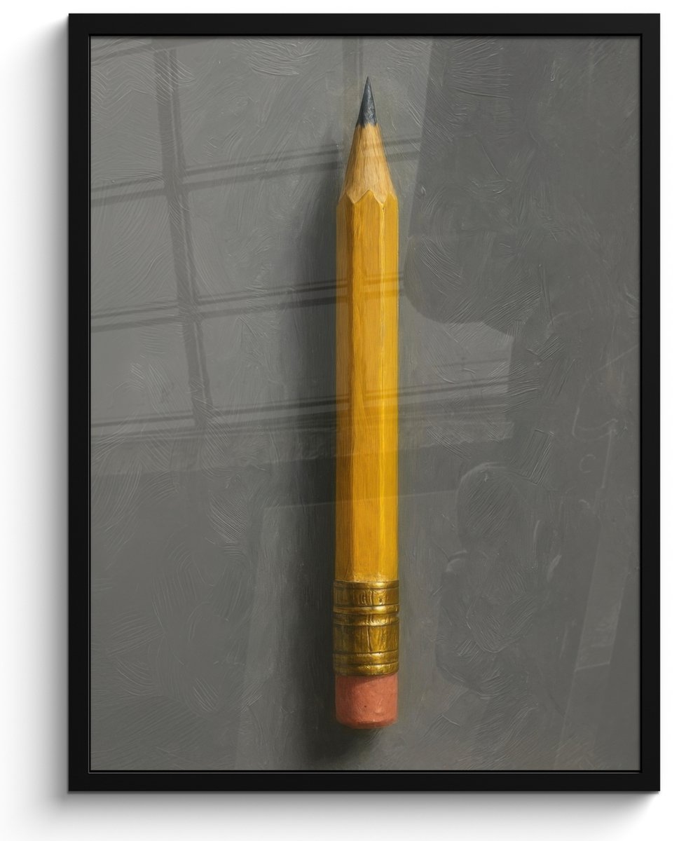 FrameYourWall Poster in lijst - Fotolijst 50x70 cm - Posters - Potlood - Schilderij - Geel - Posterlijst zwart - Decoratie - Wanddecoratie woonkamer - Muurdecoratie slaapkamer