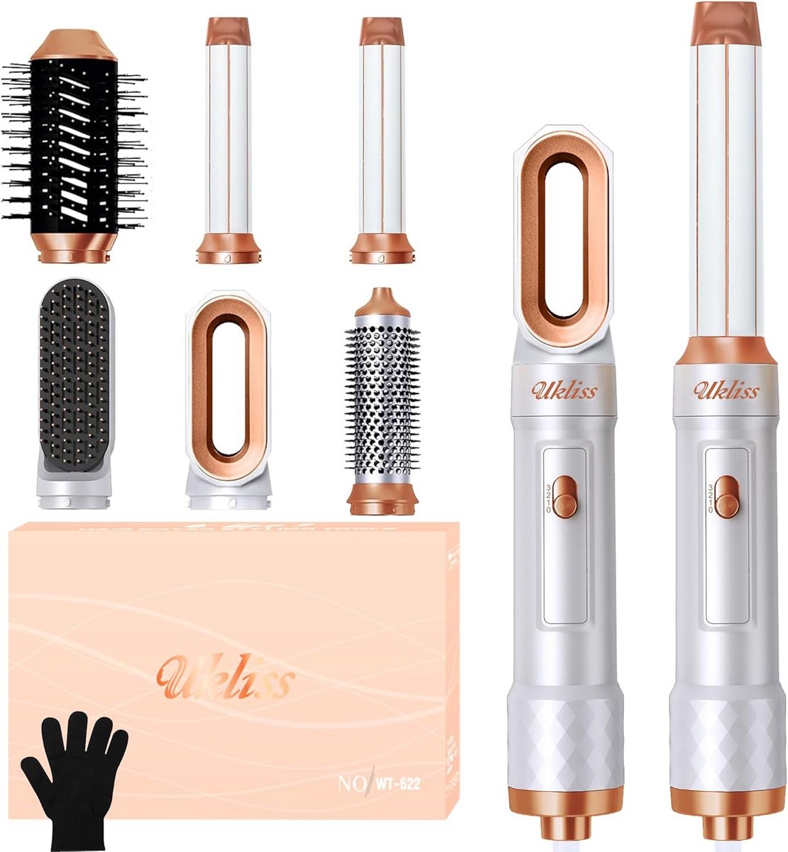 6-in-1 Föhnborstel Set met Stijltang, Krultang en Accessoires