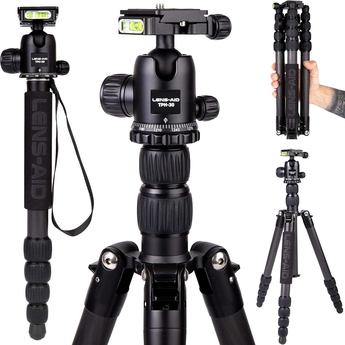 Lichtgewicht Carbon Statief met Kogelkop – Compact Reisstatief voor DSLR en Spiegelloze Camera's