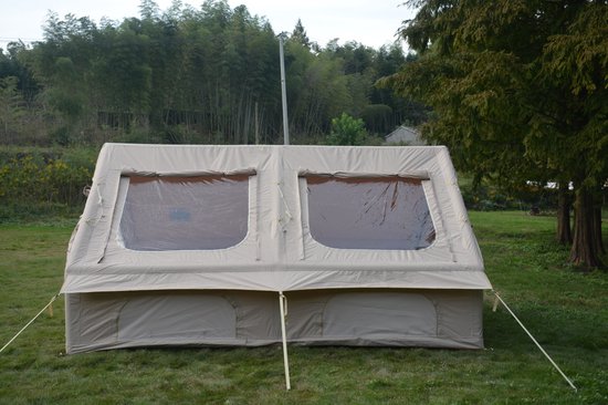OKWISH Opblaasbare Tent - Snelle Opzet - 400 x 300 x 200 Cm - Polyester - Beige - Voor 4 Tot 8 Personen - Waterdicht van Merkloos — afbeelding 4