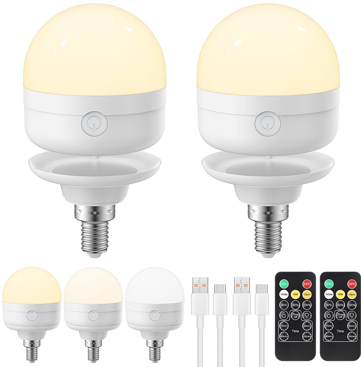 carmdering - E27 Oplaadbare LED Lamp - RGB-kleurveranderende lamp - Draadloze Noodverlichting voor Binnen & Buiten - 2000mAh Batterij & 36 Uur Werking - 3 Kleurtemperaturen & 3 Helderheden - Timer & Geheugenfunctie - Magnetische Basis & Universeel