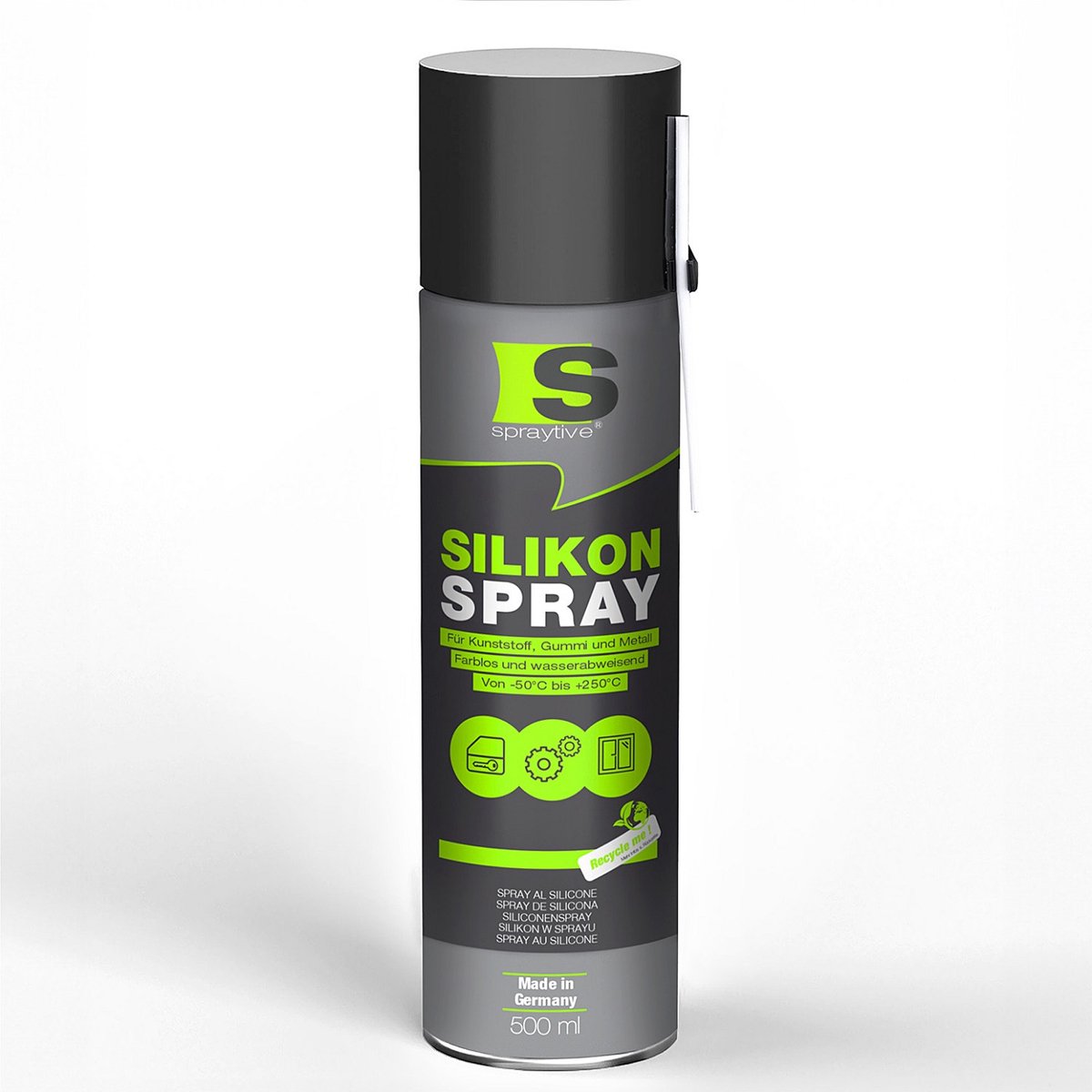Spraytive 1x 500ml siliconenspray smeermiddel glijspray voor rubber kunststof en metaal waterafstotend beschermt en vermindert piepen