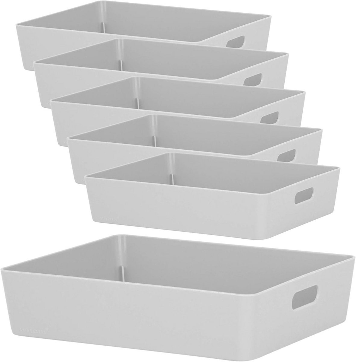 Opbergbox Set - Mand Bak Organizer - Laden Kast Bureau - Stapelbaar Ontwerp - 25x20x6 cm - Grijs