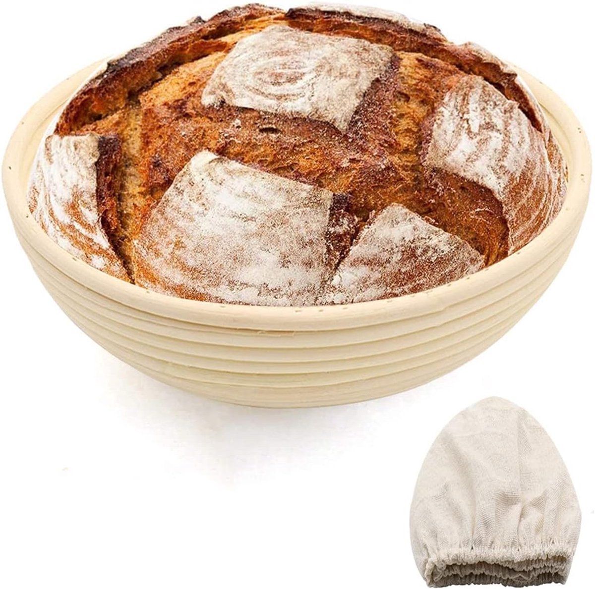 Broodmand Rijs - Brotform Rotan - Brood Bakken - Inclusief Liner - Ronde Vorm
