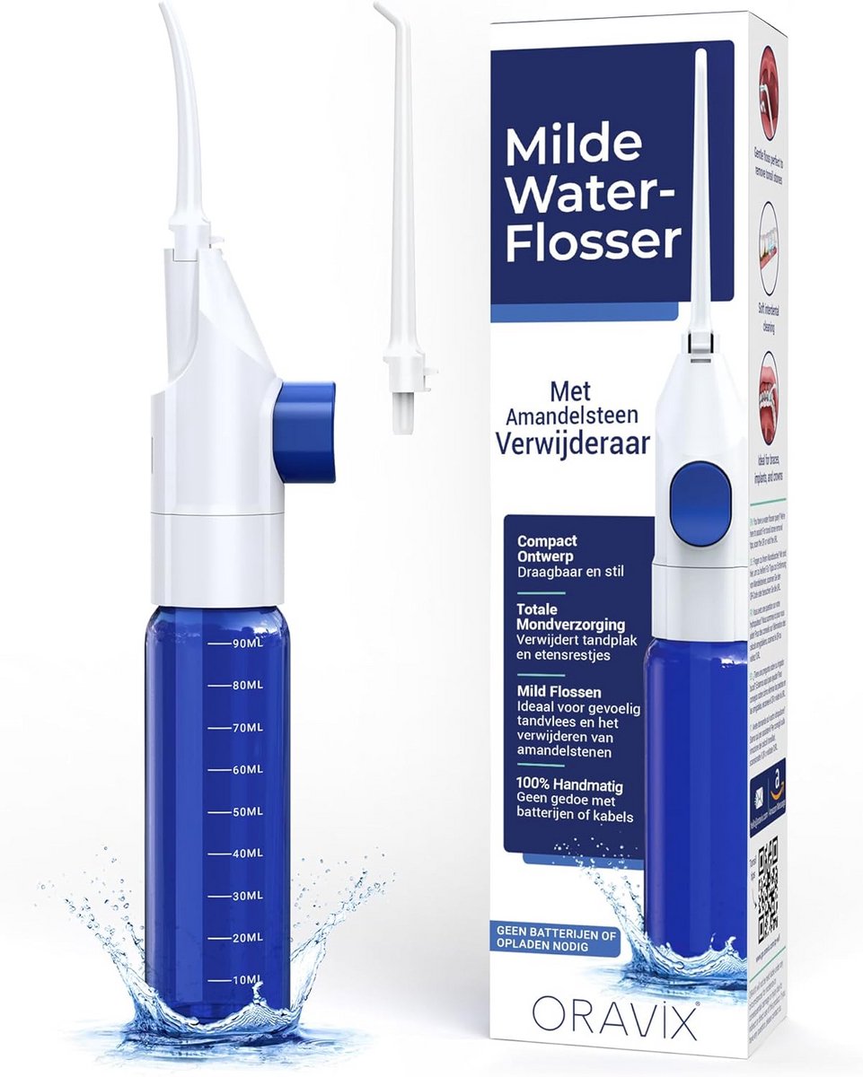 Draagbare Waterflosser - Monddouche - Beugels Reinigen - Geen Batterijen Nodig - 35 x 35 x 22 cm