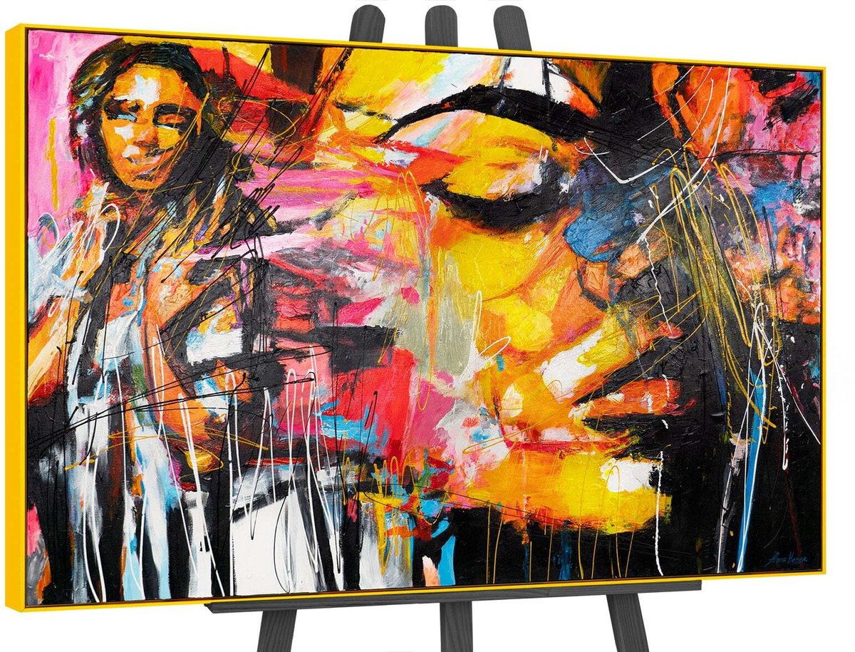 YS Canvas schilderij groot handgeschilderd kleursymfonie abstract uitbundig – YS-Art Gallery – Uitbundige wanddecoratie voor woonkamer – Modern schilderij voor hal en kantoor Yellow