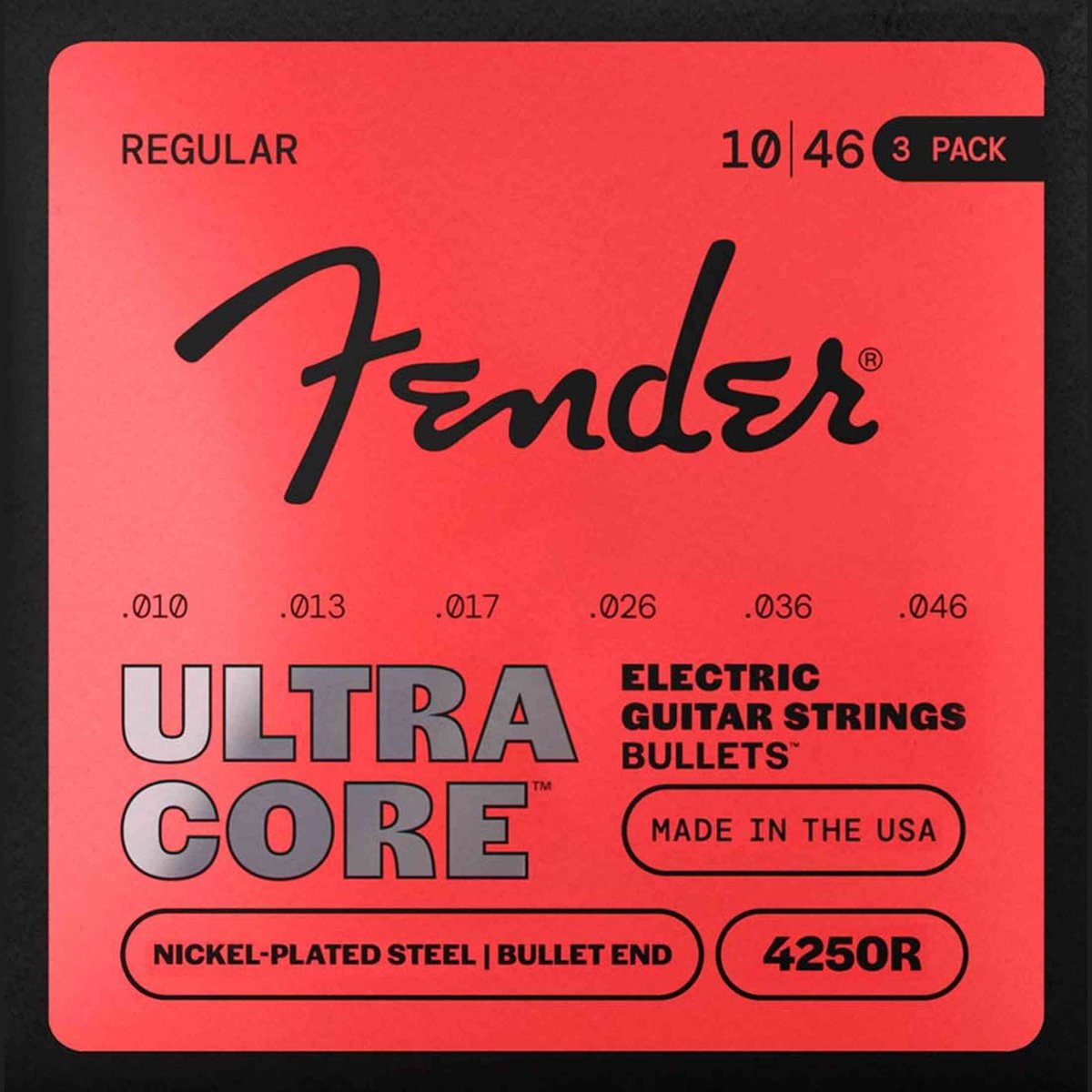 Fender 4250R UltraCore Elektrische Gitaar Snaren Nickel Plated Steel Bullet End Light (010-046) 3-Pack