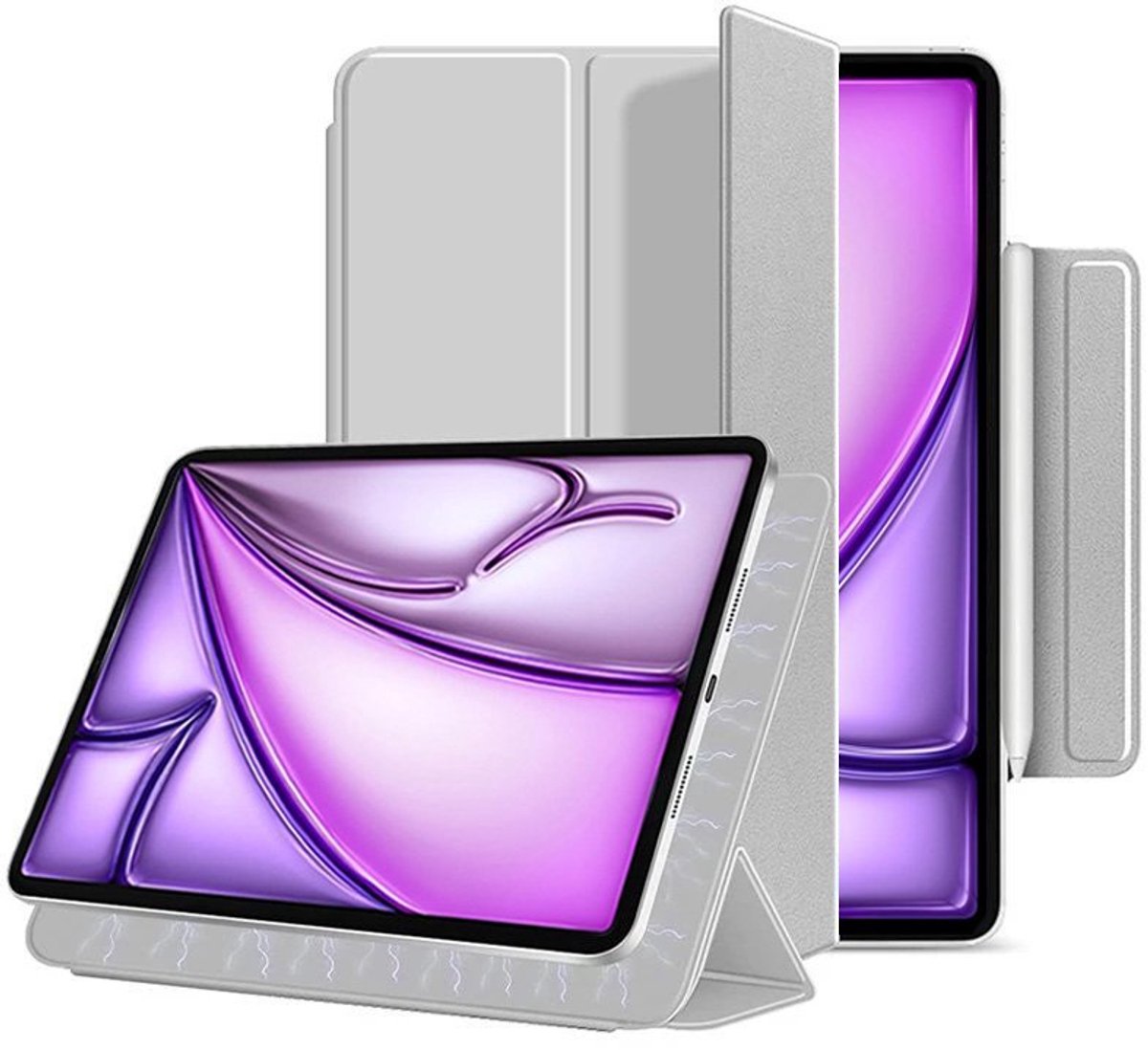 Mobiq - Magnetische Folio Case geschikt voor iPad Air (2026) 11 inch M4 - grijs