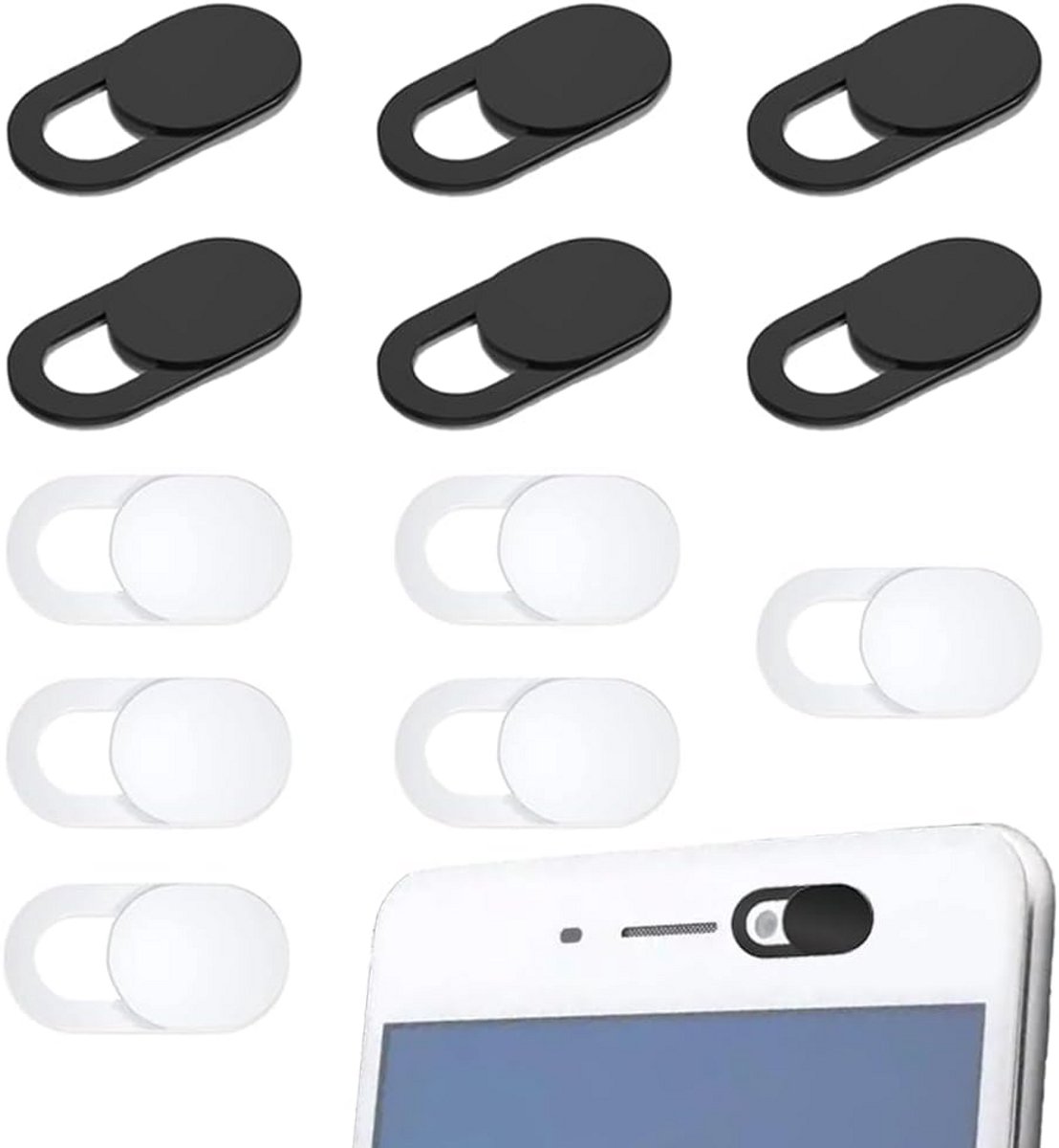 Webcam Covers - Privacy Sliders - Bescherming Camera - Extreem Dun - 1.8 x 0.8 cm - Zwart Wit