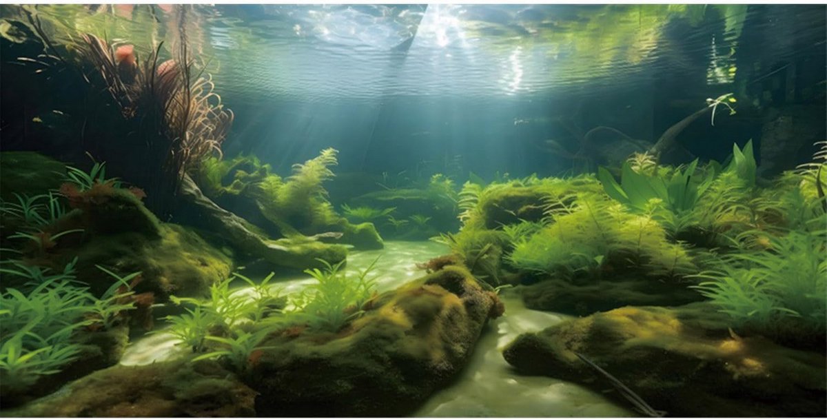 Aquarium Achtergrond - Decoratie Zeegras - Vis Tank - Hoge Resolutie Print - 120x50cm