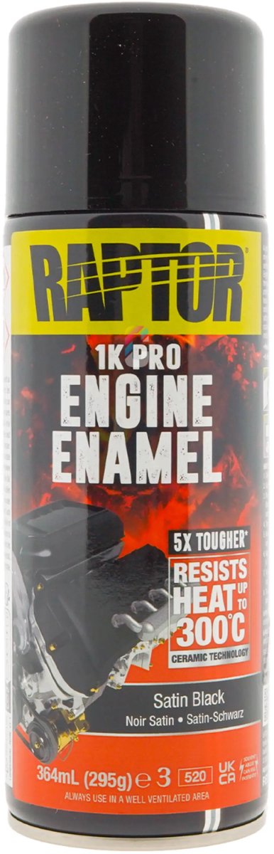 Raptor Engine Enamel - Motorblok Verf ZWART ZIJDEGLANS spuitbus 400ml
