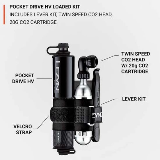 Lezyne Pocket Drive HV Loaded - Handpomp - Fietspomp - Tot 6.2 bar - ABS Flex Hose - Presta en Schrader ventielen - Aluminium - Zwart — afbeelding 3