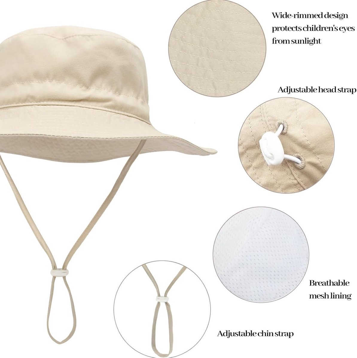 Baby Zonnehoed - Kind Zomerhoed - Strand Vakantie - Hoge UV Bescherming - 44-54cm Hoofdomtrek