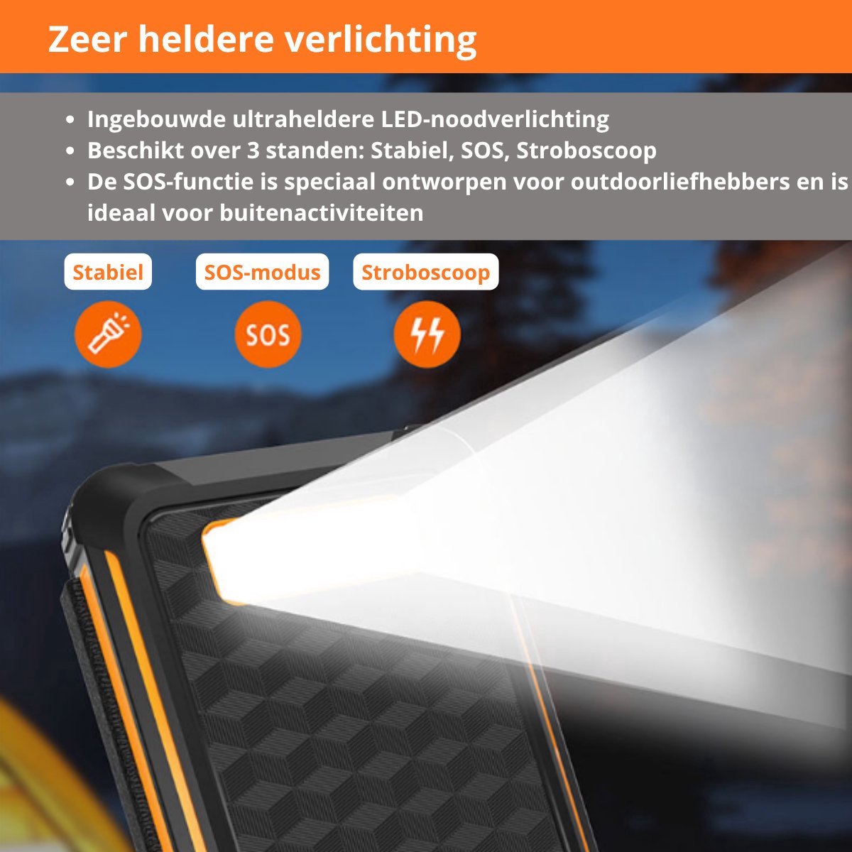 CB-Goods Solar Powerbank 20.000mAh met 4 Zonnepanelen - afbeelding 3