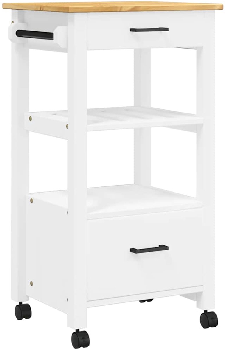 vidaXL - Keukentrolley - MONZA - 48x40x88,5 - cm - massief - grenenhout