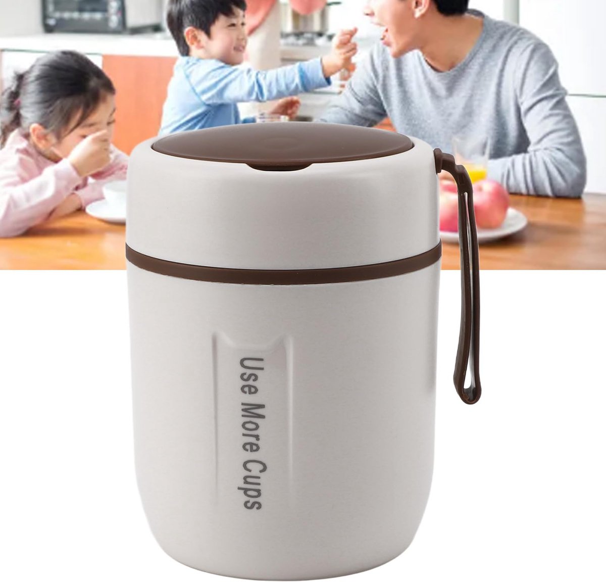 Wit Thermosfles voor warme gerechten en dranken - Thermos lunchbox, vacuümgeïsoleerde voedselcontainer van 500 ml met lepel, soepthermosfles voor volwassenen