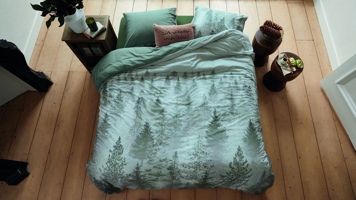 Rivièra Maison Foggy Forest dekbedovertrek - Lits-Jumeaux - 240 x 200/220 cm - Groen