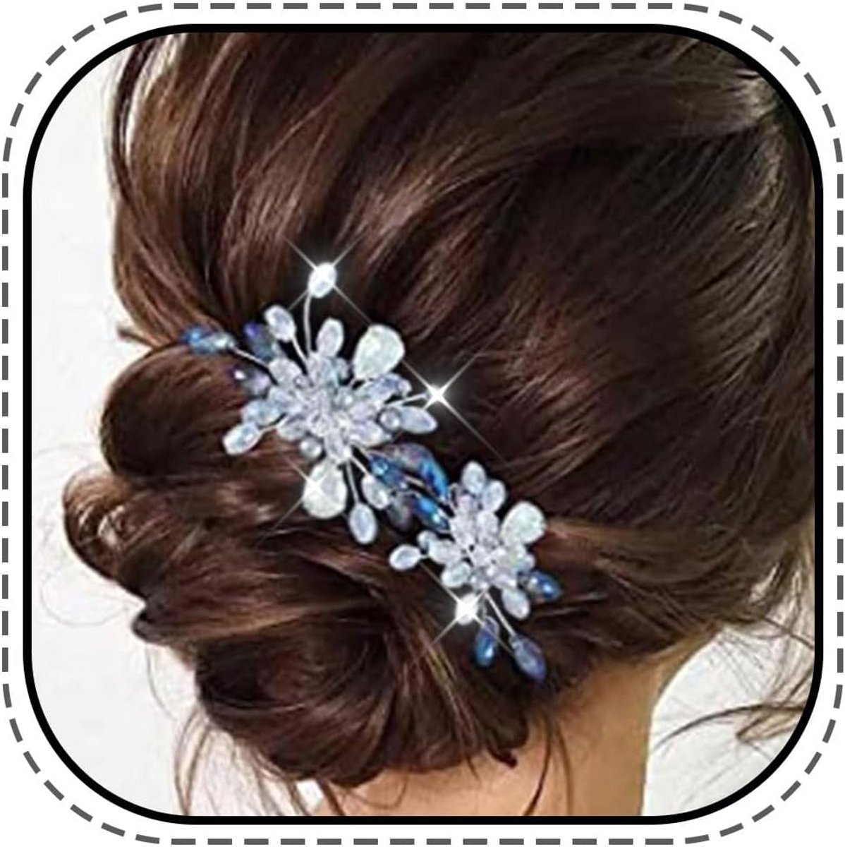 Bruidshaarspelden Zilver Blauwe Parel Strass Haaraccessoires Set van 2