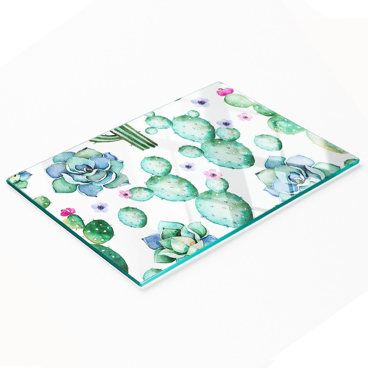Multifunctionele decoratieve snijplank voor de keuken, gehard glas, cactussen, 80x52 cm