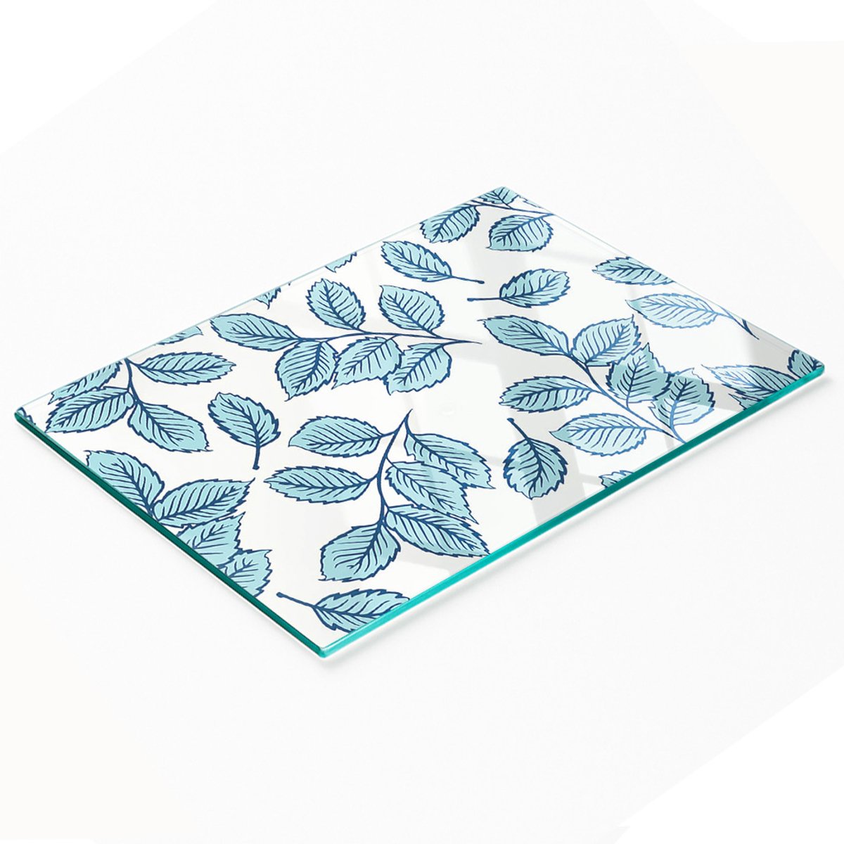 Decoratieve glazen snij- en serveerplank in bladvorm voor in de keuken, 80x52 cm