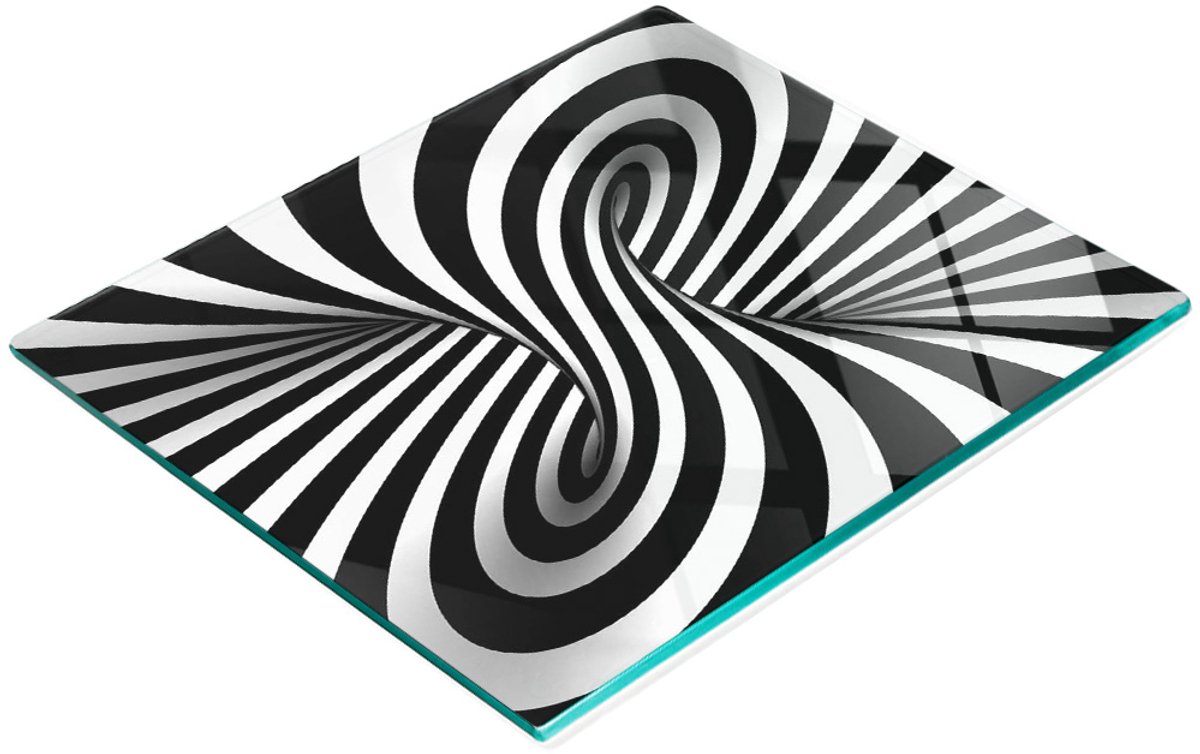 Stijlvol en duurzaam glazen paneel met abstracte wervelprint, 60x52 cm