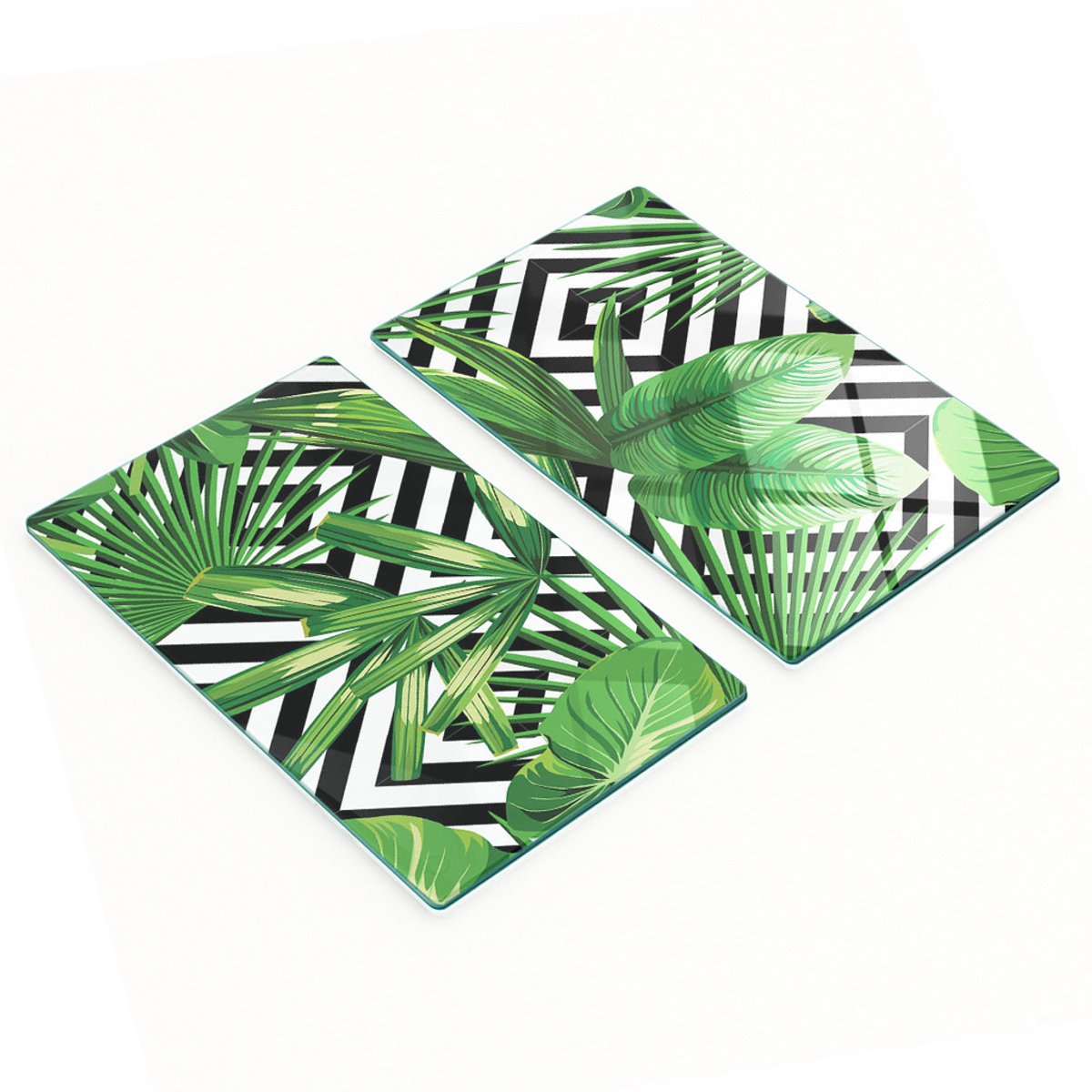 Decoratieve snijplanken van gehard glas met tropische bladeren, 2x30x52 cm