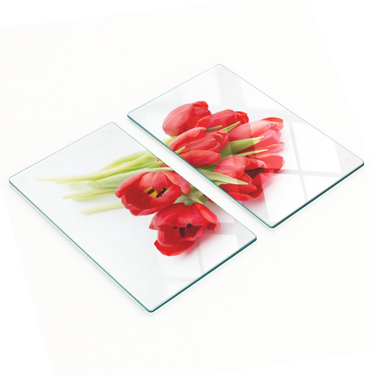 Glazen snijplanken met afbeelding van rode tulpen, 2x30x52 cm