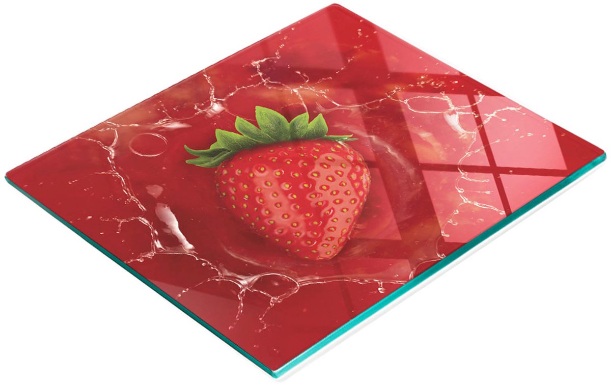 Keukenplank van gehard glas met decoratieve aardbeienafbeeldingen, 60x52 cm