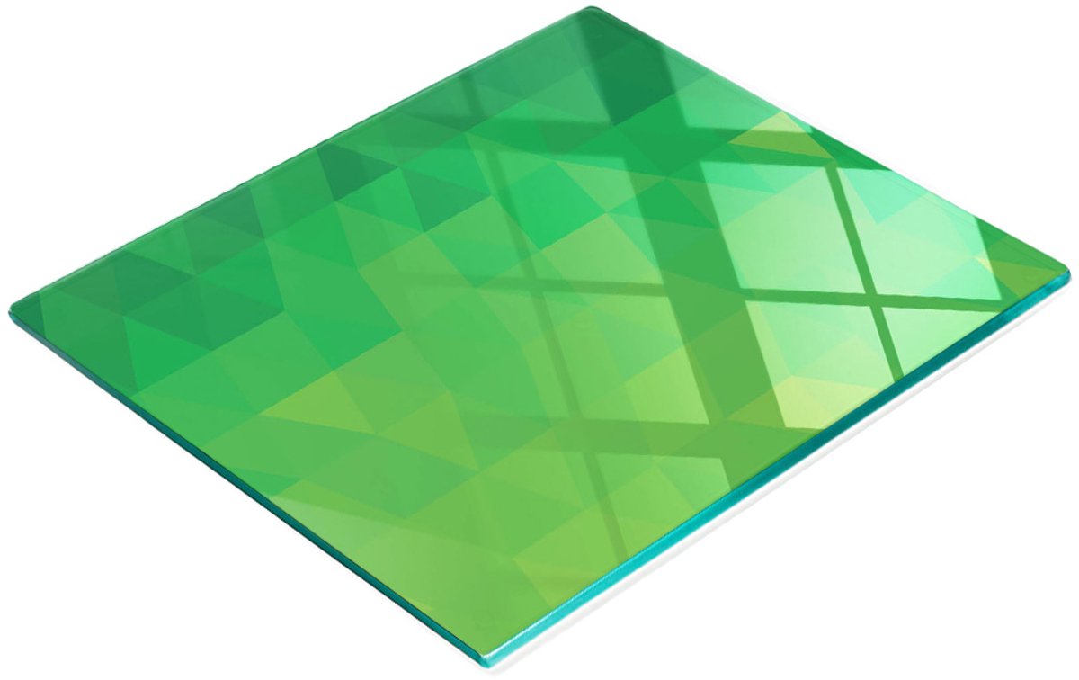 Decoratieve glazen snij- en serveerplank, groen, veelhoekig, 60x52 cm