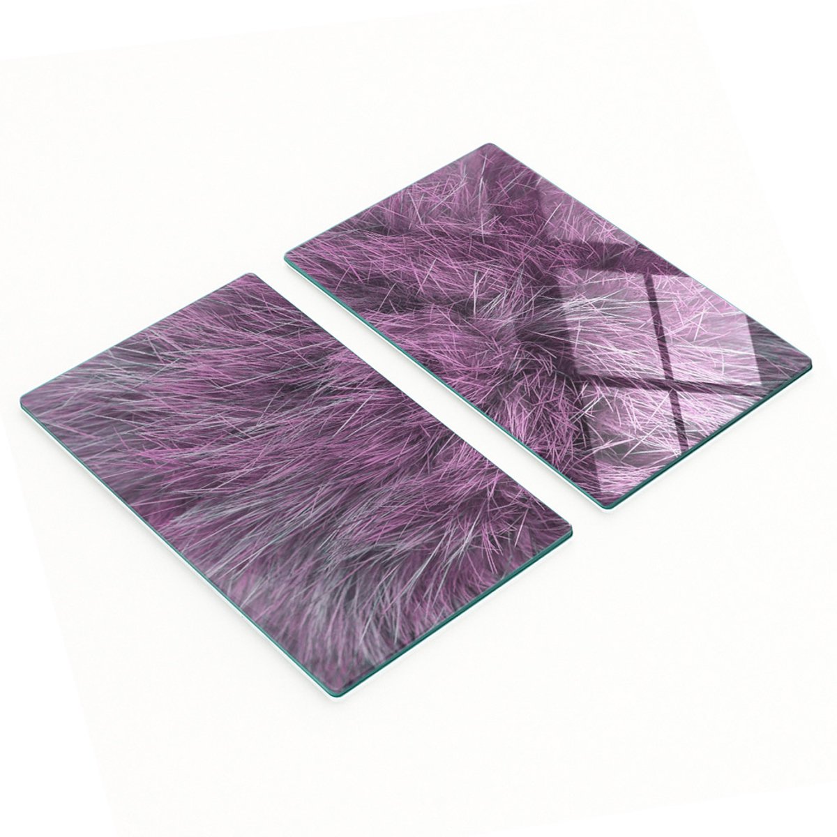 Decoratieve glazen snij- en serveerplanken, roze bont, 2x30x52 cm