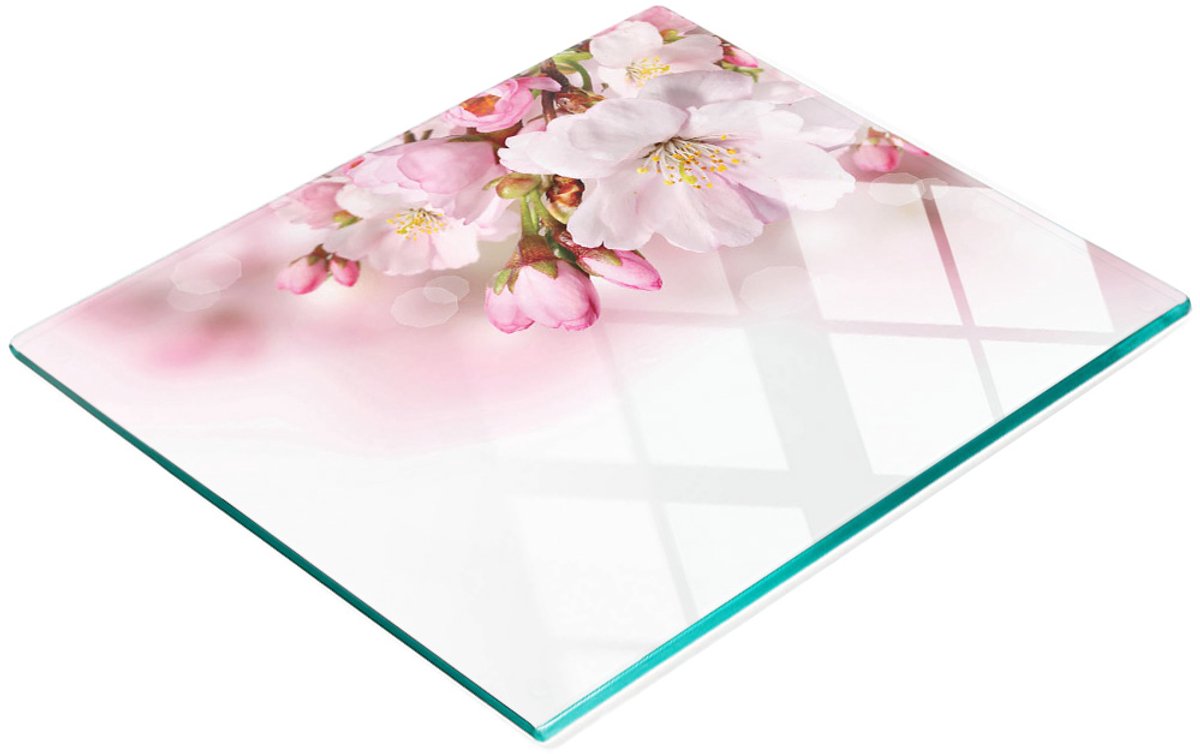 Keukenplank van gehard glas met decoratieve roze bloemen, 60x52 cm