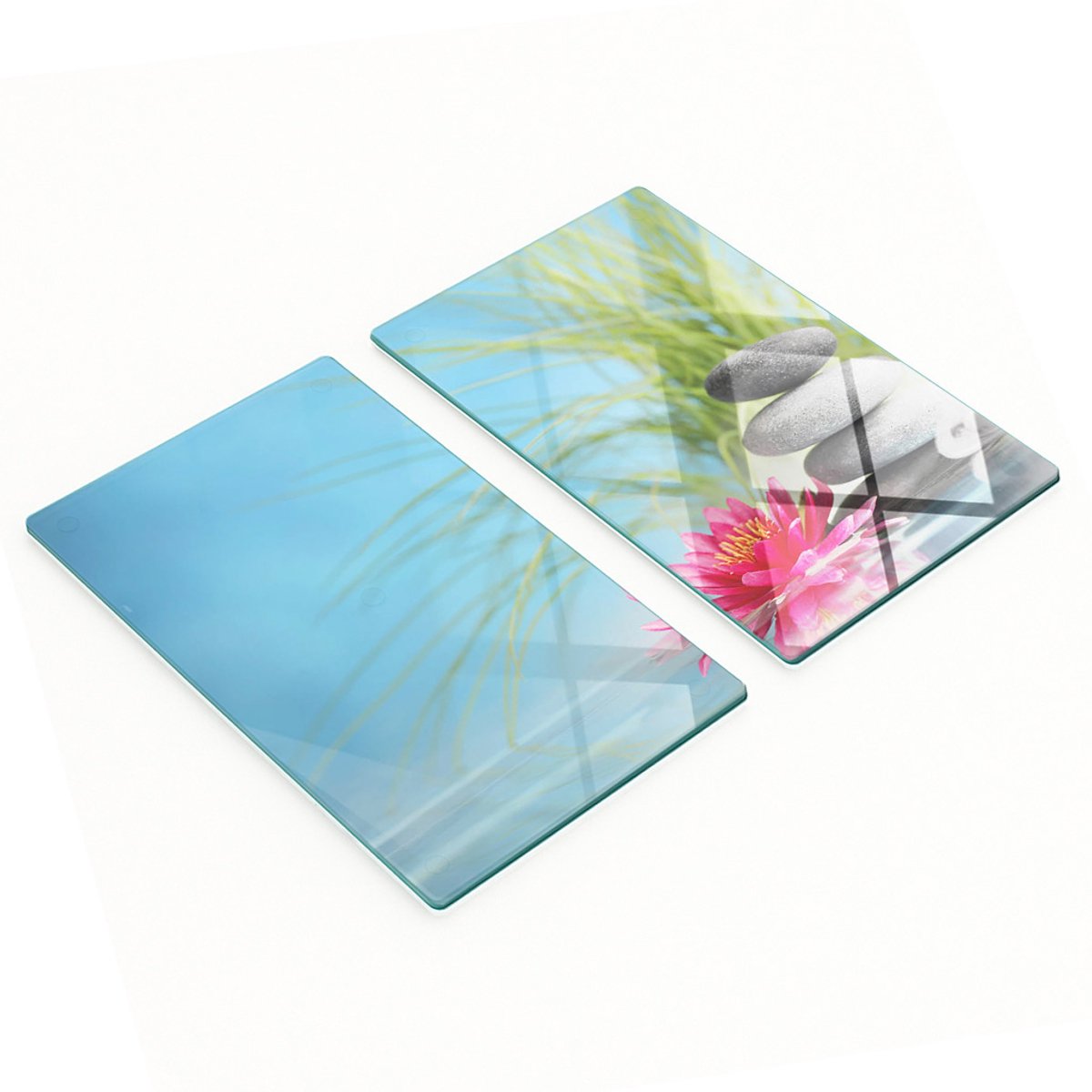 Glazen snijplanken voor in de keuken met afbeeldingen van spa-waterlelies, 2x30x52 cm