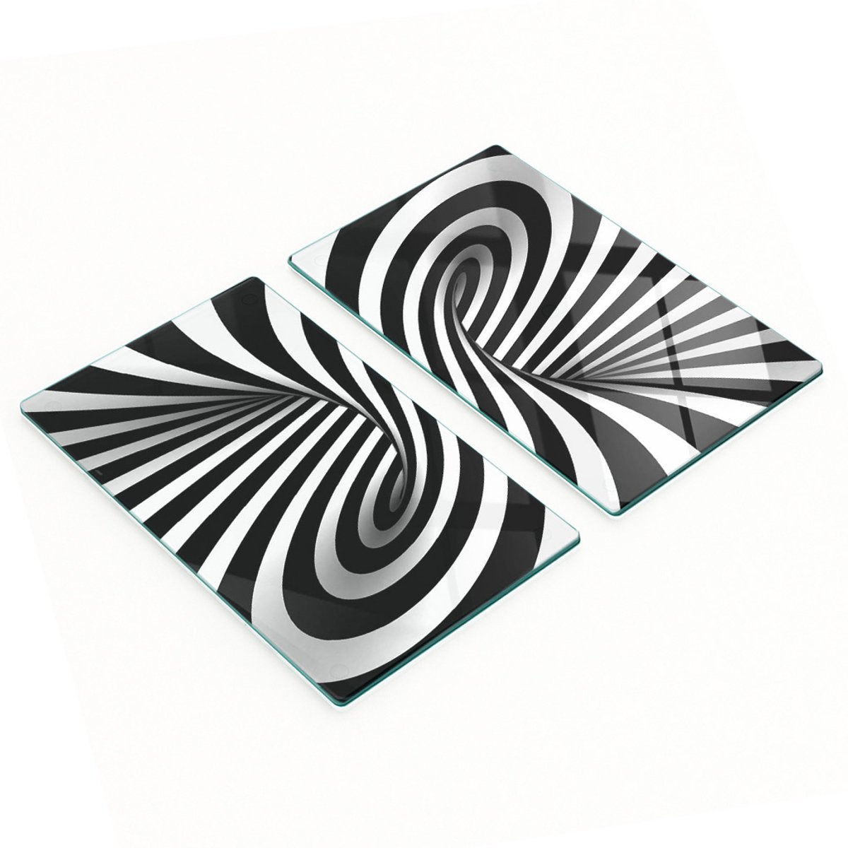 Decoratieve snijplanken van gehard glas met abstract wervelpatroon, 2x30x52 cm