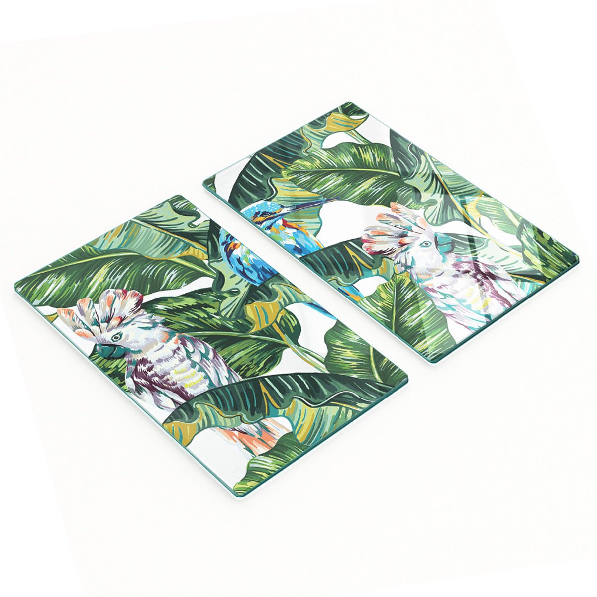 Glazen serveerplanken met tropisch patroon, 2x30x52 cm