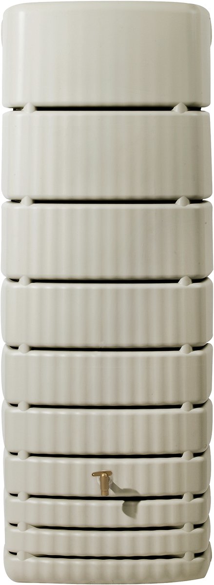 4rain SLIM wandtank 650 L zandbeige met vulautomaat grijs
