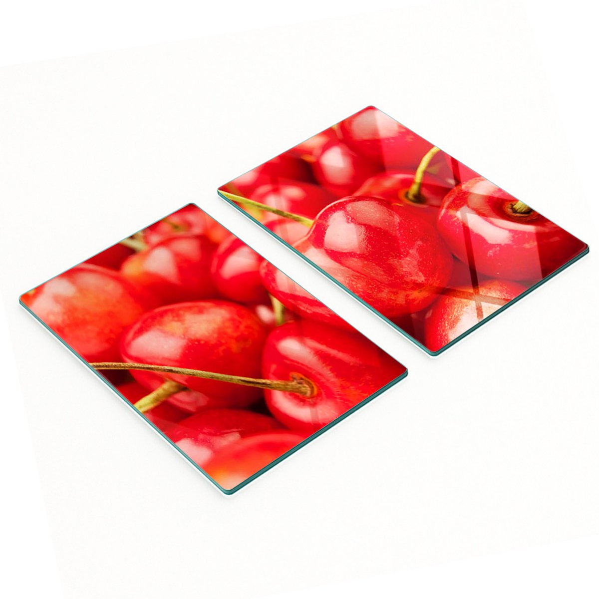 Multifunctionele decoratieve glazen snijplanken voor de keuken, kersenkleur, 2x40x52 cm