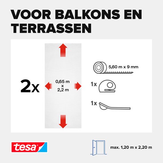 tesa INSECT STOP H&L Fly Screen Premium for Doors - hor voor deur met klittenband, verwijderbaar, antraciet - 120 x 220 cm van Tesa — afbeelding 5