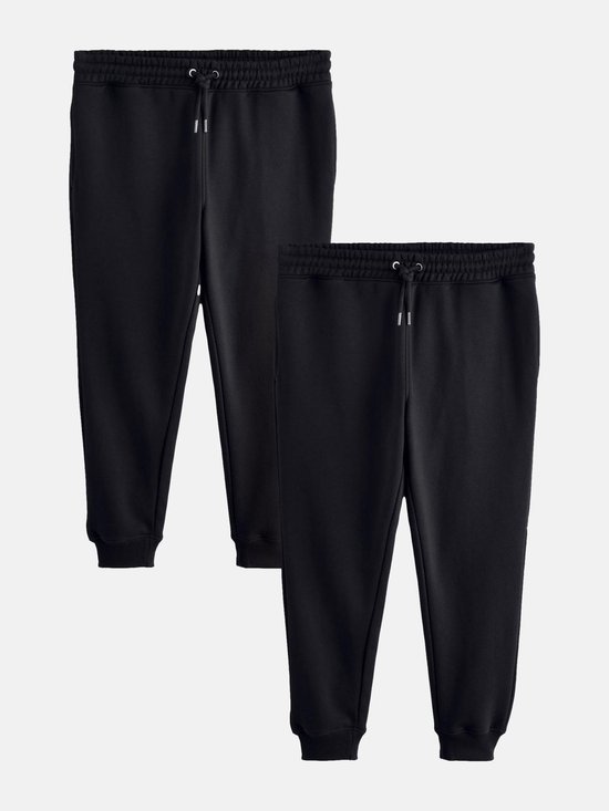 Set van twee zwarte joggingbroeken met elastische tailleband en trekkoorden.