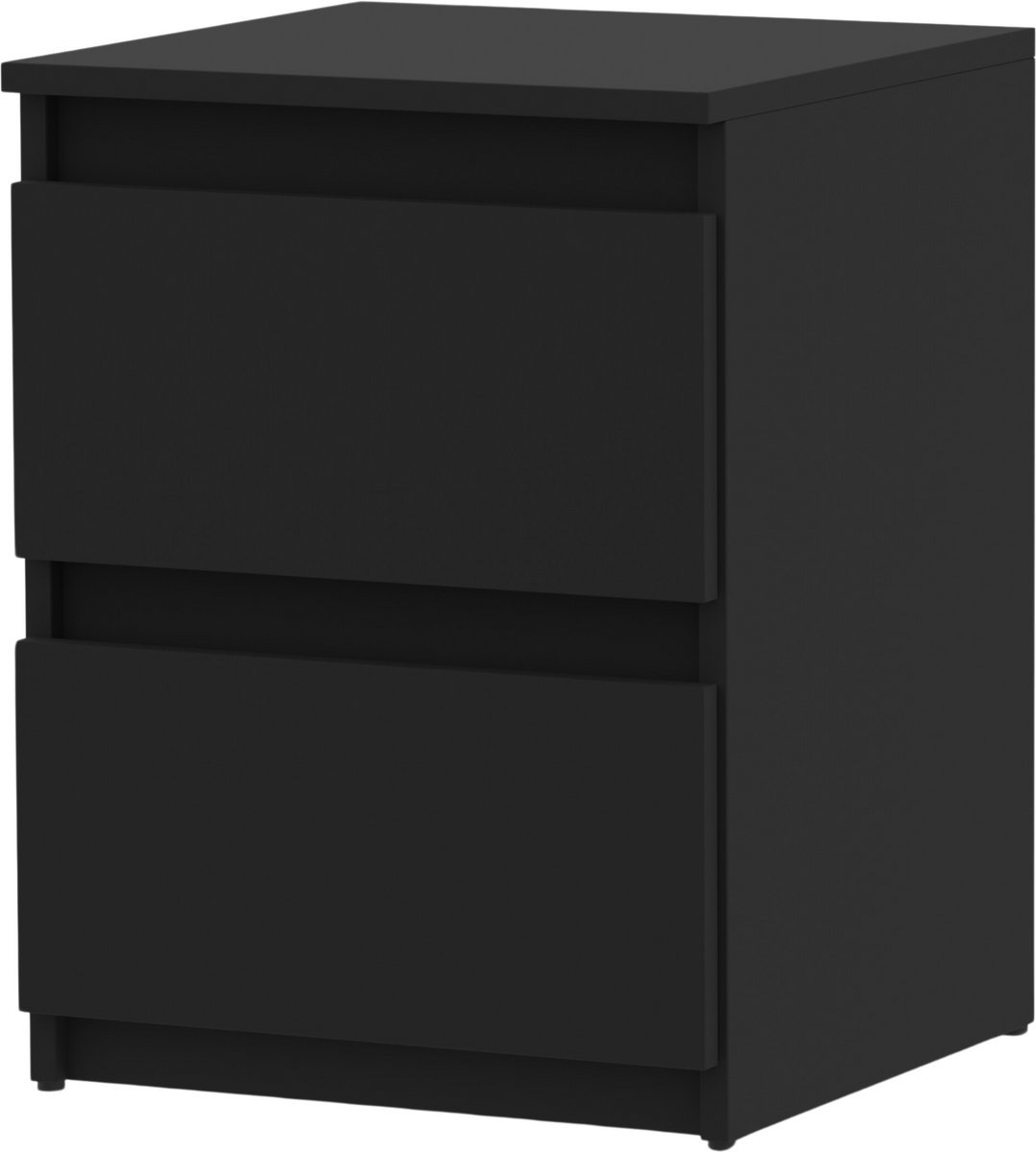 Zwart nachtkastje 40 cm, 2 lades, groot, hoog nachtkastje, Nakastik Loft