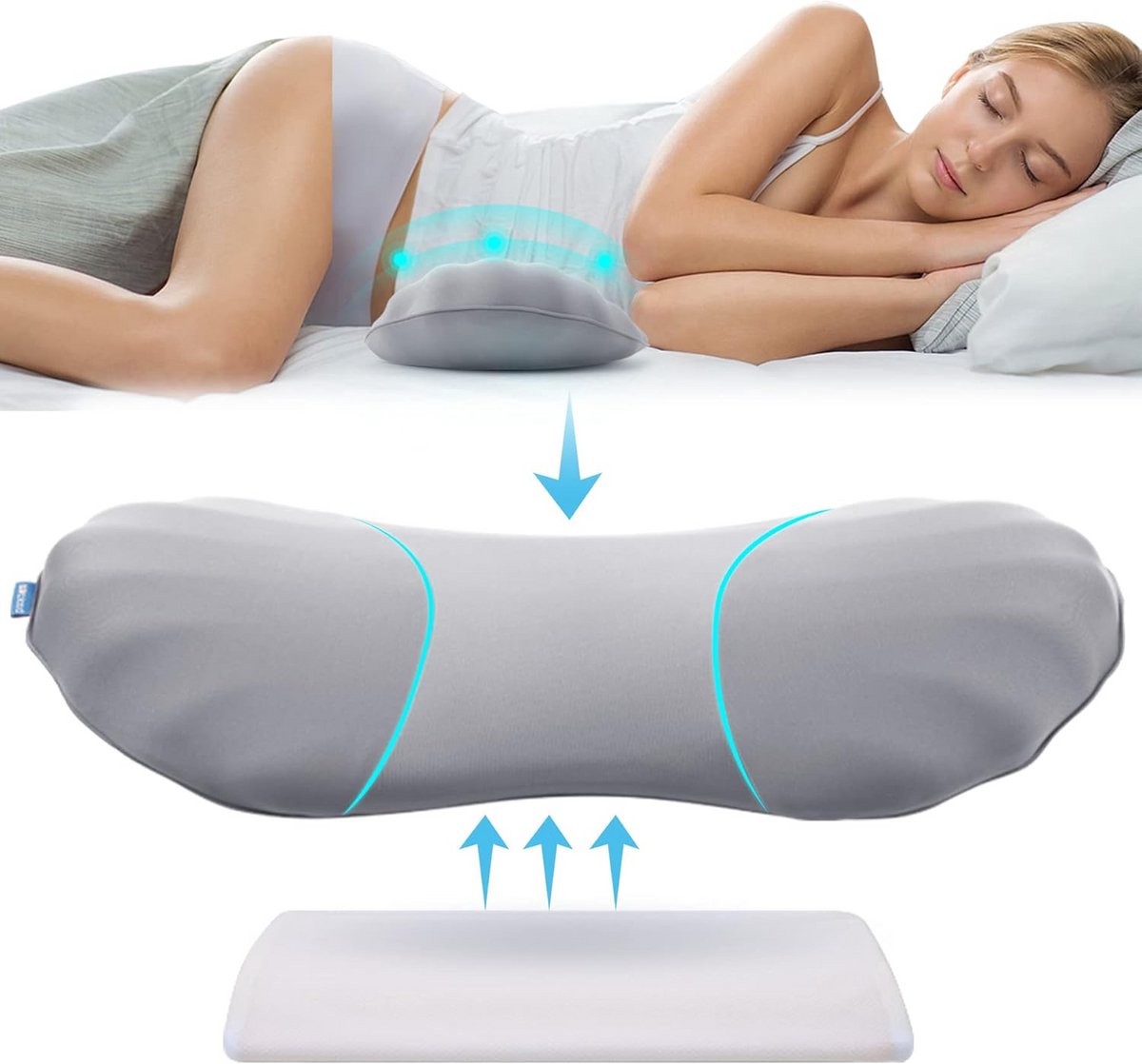 Verstelbare Lumbaalsteun Kussen met Memory Foam voor Rugpijnverlichting