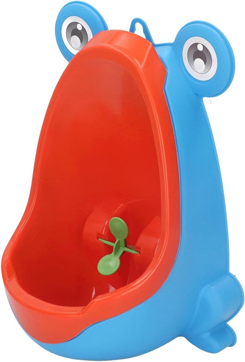Allecto Zindelijkheidstraining Urinoir voor Kinderen - Schattige Kikker - Met Wandmontage - Gericht Doel - Plastic - Grappige Pee Trainer - Geschikt voor Badkamer - Blauw