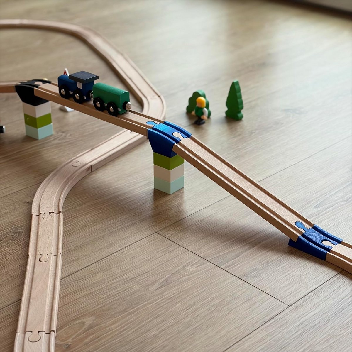 Brugverhogers voor Houten Spoorbanen en Bouwblokken, 4-delige Set