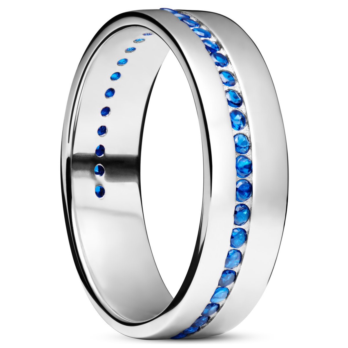 Adrian met Blauwe Zirconia Versierde Ring in 925 Sterling Zilver